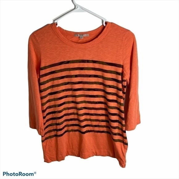 Gap Orange Camouflage Striped Top Women’s Small - Picture 1 of 8